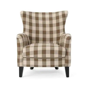 lot 3512 image: Arabella brown checkered clubhouse chair