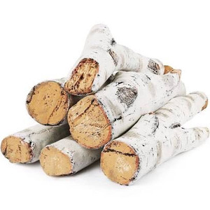 lot 3403 image: QuliMetal Ceramic White Birch Wood Log, Large Gas Fireplace Logs Set for Indoor InsertsOutdoor Firebowl, Fire Pits, Vented, Propane, Gel, Ethanol, Electric, Realistic Fireplace Decoration, 6 Pcs