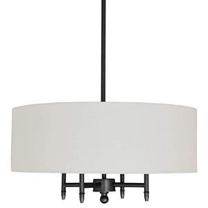 lot 3408 image: Amazon Brand �� Stone & Beam Contemporary Pendant Chandelier with White Shade- 20 x 20 x 42 Inches (Adjustable Height), Black