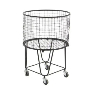 lot 3420 image: 25 in. Black Metal Industrial Storage Cart