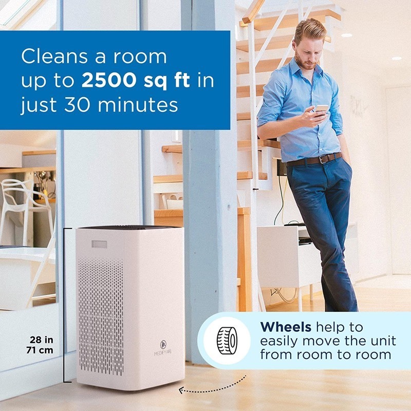 lot 21 image: Medify Air - MA-112 V2.0 Air Purifier with H13 HEPA Filter -  White - Retail $535.49