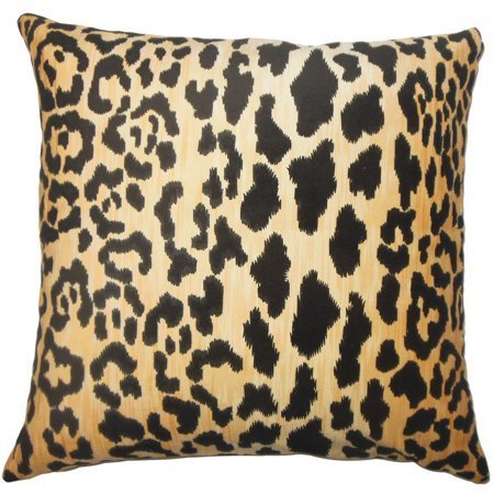 lot 2256 image: Usoa - Animal Print - 24 x 24in. Feather Throw Pillow - BlackGold - Retail$92.99