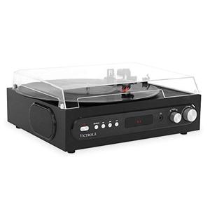 lot 2886 image: Victrola - All-in-1 Bluetooth Record Player with Built in Speakers and 3-Speed Turntable - Black - Retail $57.50