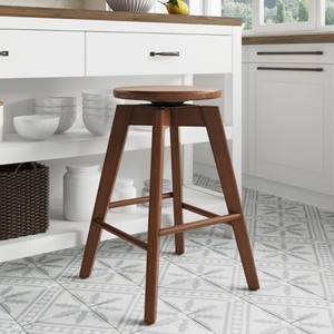 lot 2916 image: Nathan James - Amalia 25 in. Backless Counter Height 360 Swivel Seat Solid Wood  Stool - Antique Coffee or Brown - Retail $99.99