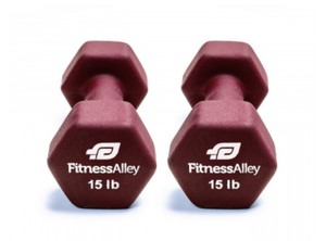 lot 2938 image: Alley Neoprene Dumbbell Set - Coated for Non Slip Grip - Hex Dumbbells Weight Set - Hand Weights Set  (Set of 2) - Retail $95.00