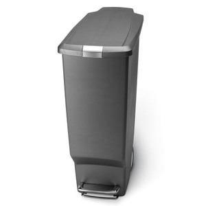 lot 2969 image: Simplehuman - 10.6 Gal. Plastic Slim Kitchen Step Trash Can with Secure Slide Lock -Gray - Retail $49.99