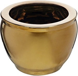 lot 2970 image: 14 in. Solid Gold Porcelain Fishbowl - Retail $116.00