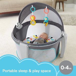 lot 2895 image: Fisher-Price-  On-the-Go Baby Dome, 2-in-1 Portable Infant Play Space & Napping - Retail $69.99