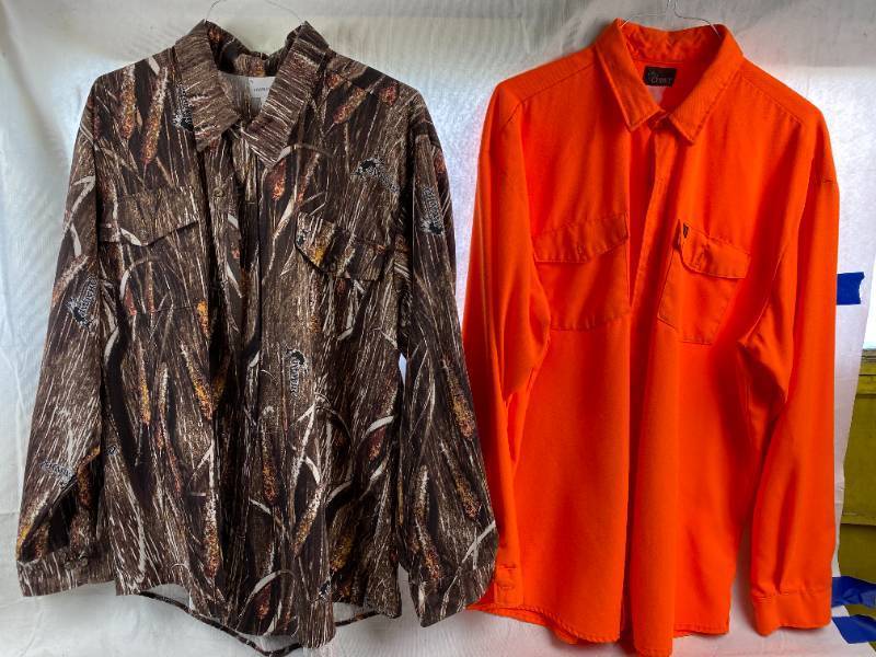 lot 2025 image: Lot of 2 Nice Hunting Shirts- Size XXL - Shaman Camo and Codet