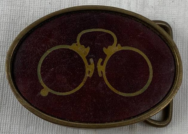 lot 6222 image: Vintage Brass Eyeglasses Frame BTS Belt Buckle - Very Collectible