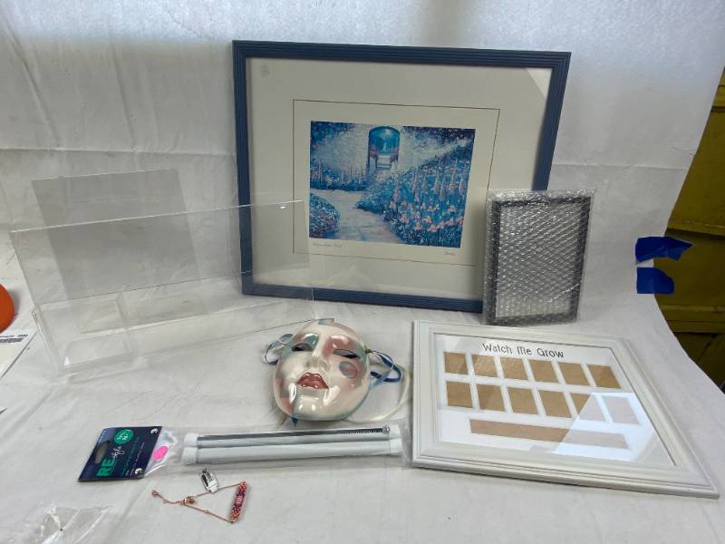 lot 6259 image: Designer RA Bracelet, Framed Picture, New Mirror, Acrylic Frames and More