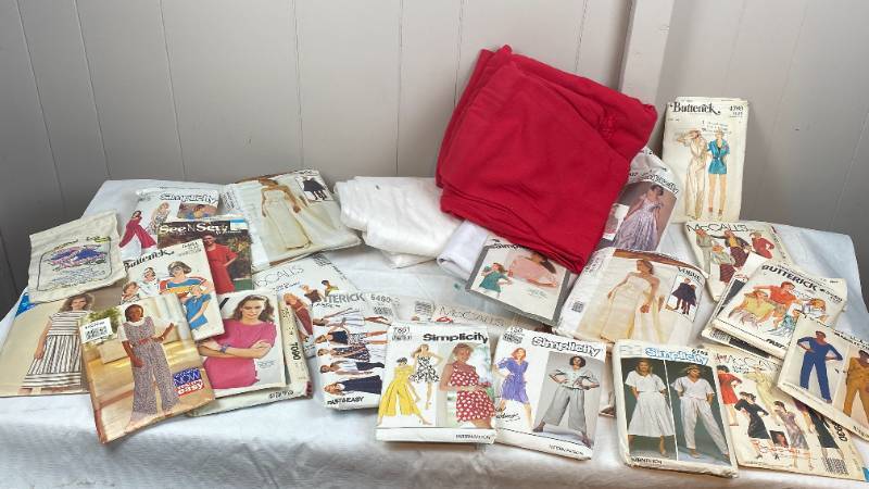 lot 6293 image: Lot of Vintage Sewing Patterns &amp Material.     Make it &amp Wear it Tomorrow