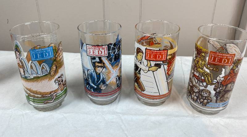 lot 6315 image: Lot of 4 1983 Star Wars Drinking Glasses - Burger King Coca-Cola