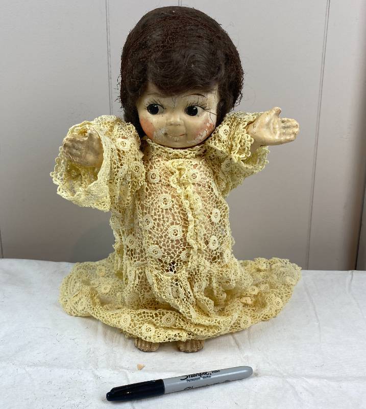 lot 6324 image: Vintage Doll w Beautiful Dress