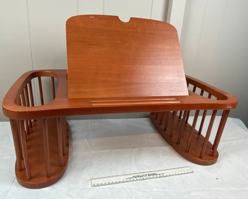 lot 6328 image: Wooden Book & Breakfast, Magazine Server