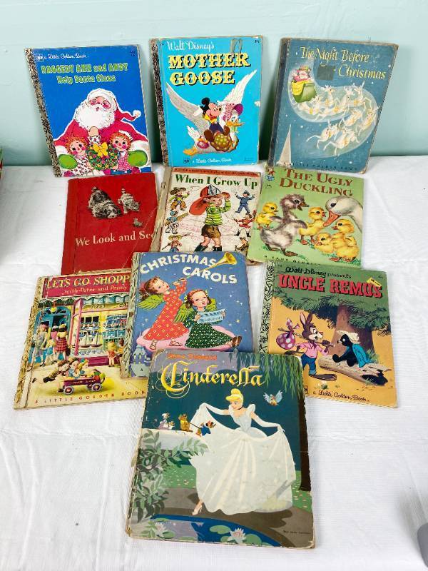 lot 6355 image: Lot of Vintage Childrens Books - Golden Book, Disney and more. Great Titles - Collectible