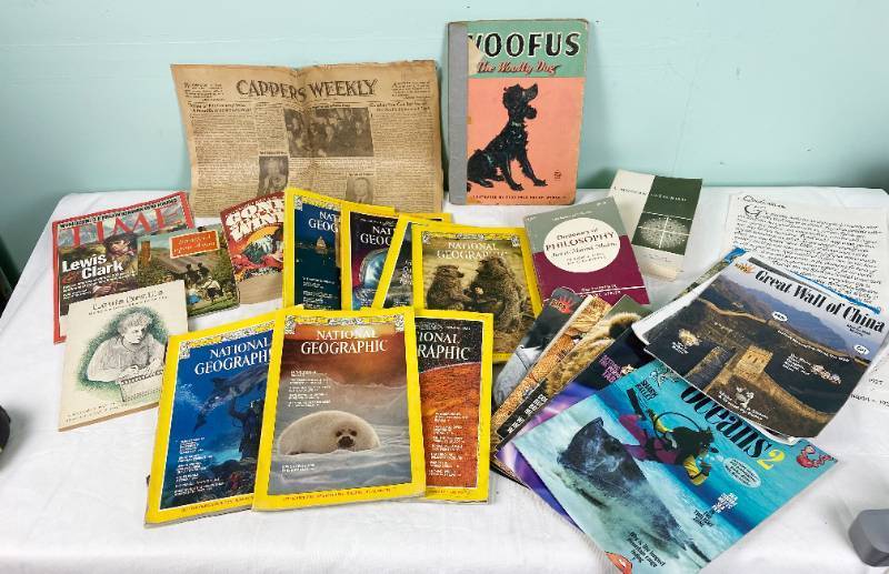lot 6359 image: Book and Magazine Lot - 1970s National Geographic, Vintage Cappers Weekly Newspaper from 1950 and more