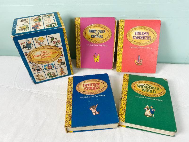 lot 6363 image: Vintage The Little Golden Book Library Book Set w Outer Box Highly Collectible and an awesome find