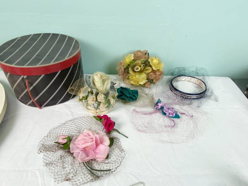 lot 6370 image: Vintage Handmade Hats and A Hat Box to Keep Them in