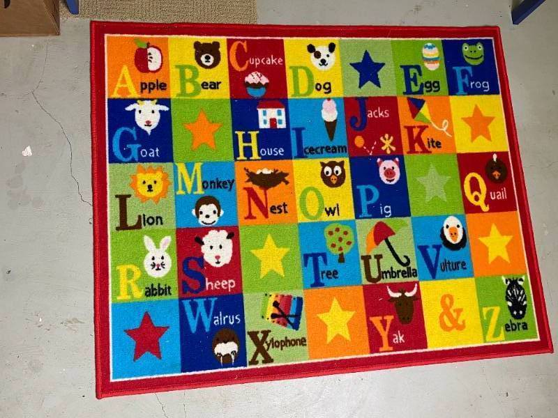 lot 6384 image: Cute Playroom Rug featuring the Alphabet - See pics for measurements