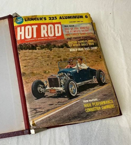 lot 6393 image: Vintage HOT ROD Magazines - 1961 Complete Year - Hard Bound WOW