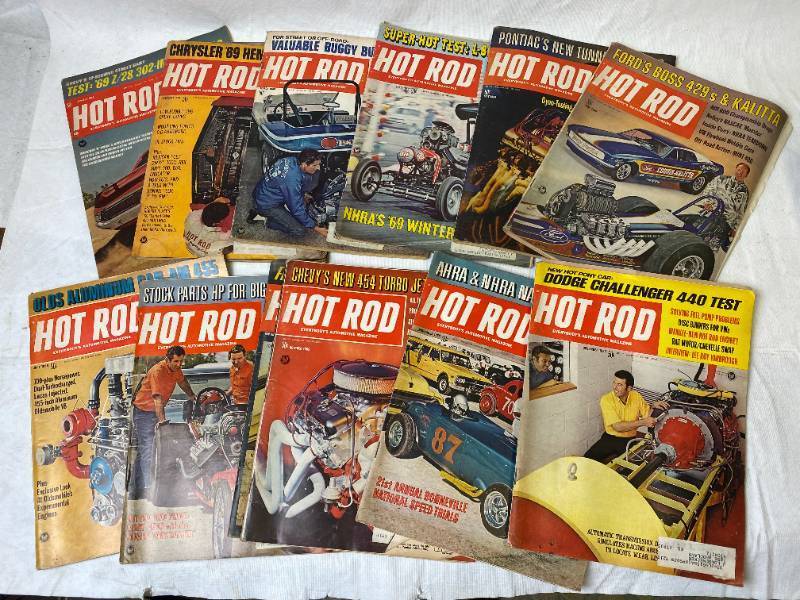 lot 6401 image: Vintage HOT ROD Magazines - 1969  Late 60s - So Classic Lots of GREAT Advertisements DODGE CHALLENGER Articles