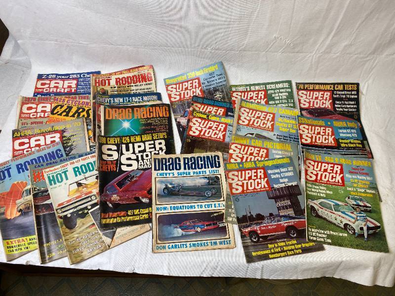 lot 6403 image: Vintage HOT ROD and SUPER STOCK Car Racing Magazines - 1969  Late 60s - So Classic Lots of GREAT Advertisements