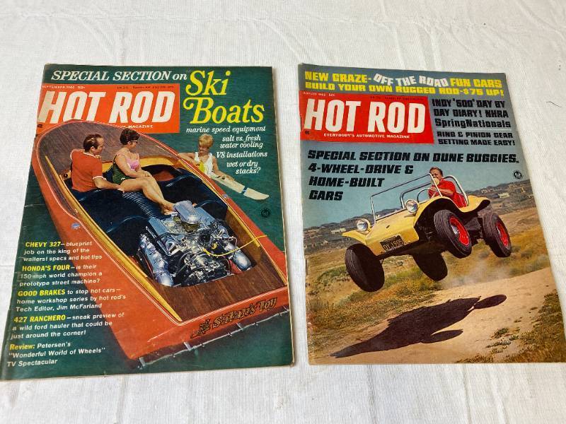 lot 6404 image: Vintage HOT ROD Magazines - SKI BOATS SEPT 1966 and DUNE BUGGY Off Road August 1966