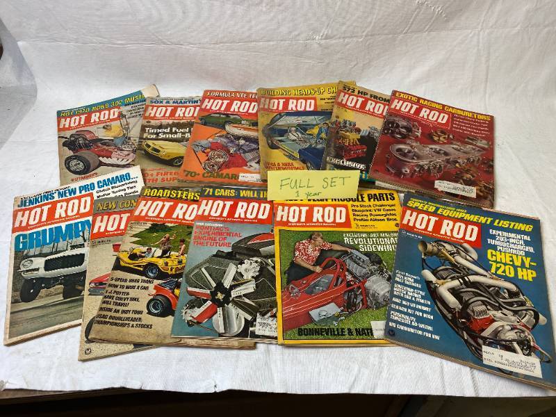 lot 6407 image: Vintage HOT ROD Magazines - 1970 Complete Year - WOW Lots of Great Advertisements and COOL Cars