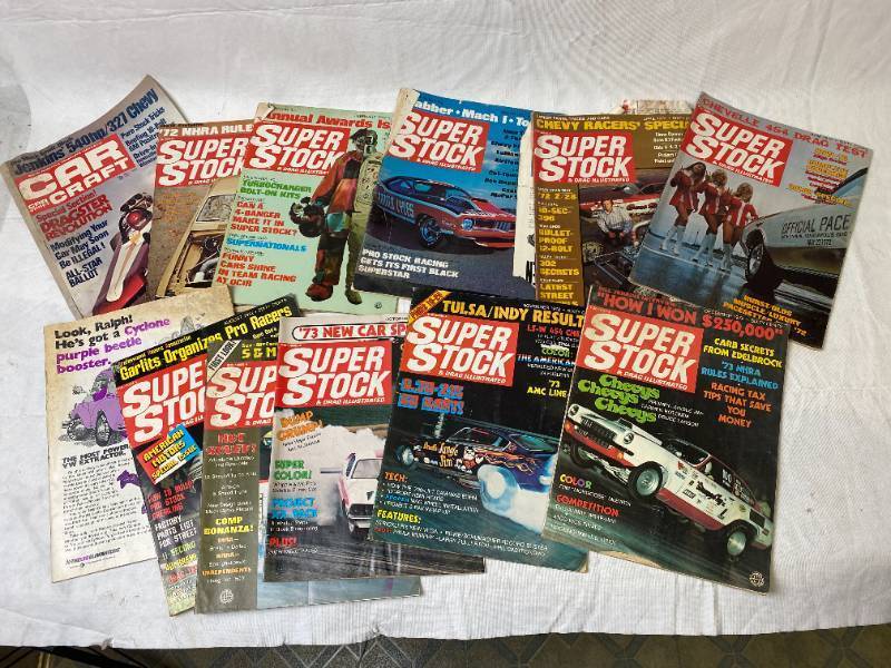 lot 6411 image: Vintage SUPER STOCK CAR RACING Magazines - Early 1970s - WOW Lots of Great Advertisements and COOL Cars