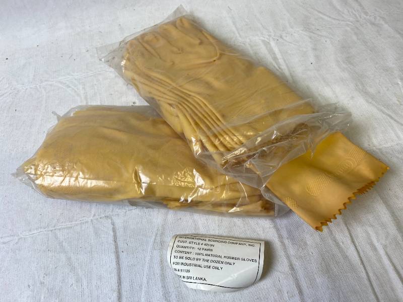 lot 6437 image: Two Bags of Rubber Gloves - Each Pack Has 12-ish Pairs