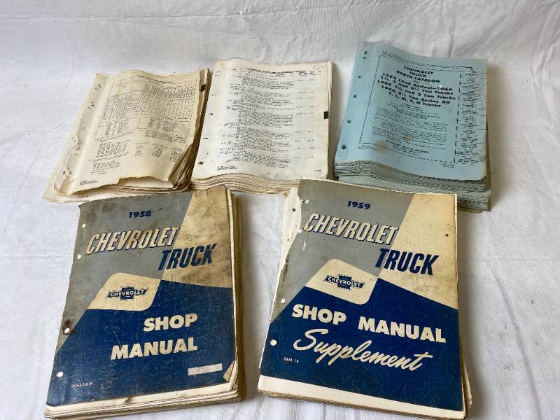 lot 6445 image: Vintage 1958, 1959&nbsp CHEVY TRUCK Shop Manuals and Parts Catalogs for 1955-1966 Chevrolet Trucks and more Cool