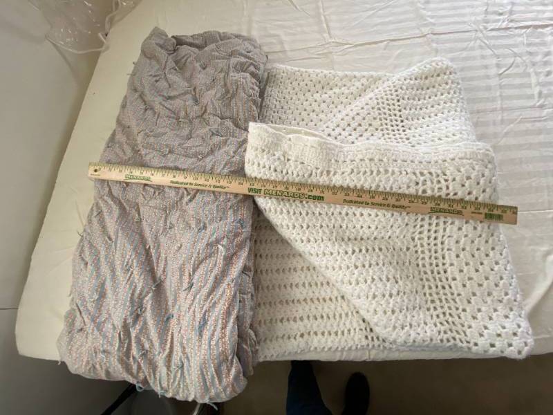 lot 9437 image: Handmade Quilt and Crochet Afghan - Both nice and Clean