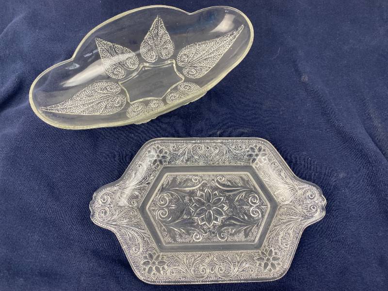 lot 9470 image: Lot of 2 Vintage Glass Serving Dishes - So PRETTY