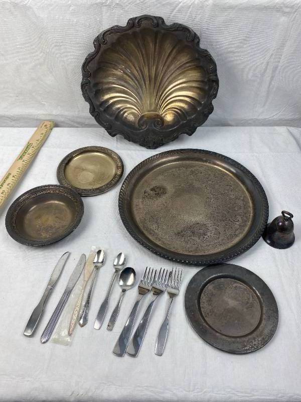 lot 9489 image: Lot of Sliver Plated Pieces and Unique Small Silverware - See Pics
