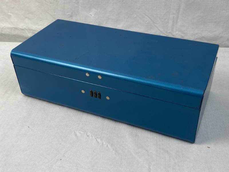 lot 9507 image: Vintage Sesamee Policy Box - Document Box w Combo Lock and Original Paperwork - WOW