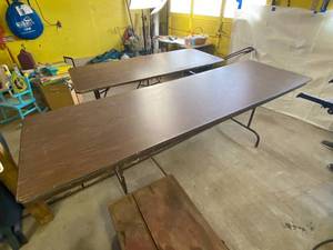 lot 6255 image: Lot of 2 Heavy Duty Folding Tables 6 foot and 8 foot - HANDY