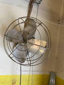 lot 2006 image: Vintage Wall Mount Shop Fan. Works
