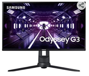 lot 3203 image: SAMSUNG Odyssey G3 Series 27-Inch FHD 1080p Gaming Monitor, 144Hz, 1ms, 3-Sided Border-Less, VESA Compatible, Height Adjustable Stand,Model LF27G35TFBNXZA