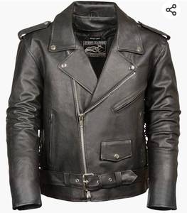 lot 5305 image: Event Biker Leather Mens Basic Motorcycle Jacket with Pockets, size M