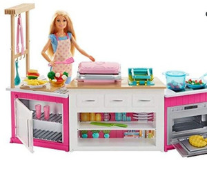 lot 5306 image: Barbie Kitchen Playset with Doll
