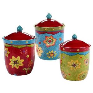 lot 5405 image: Certified international 3 piece tunisian sunset canister set