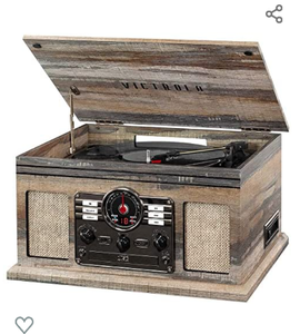 lot 5467 image: Victrola Nostalgic 6-in-1 Bluetooth Record Player & Multimedia Center