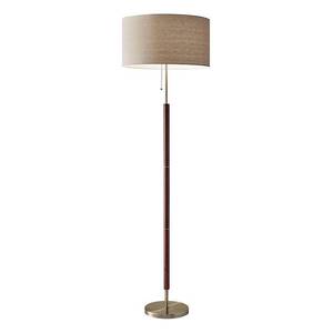 lot 5475 image: Adesso Hamilton Floor Lamp, Walnut,antique brass