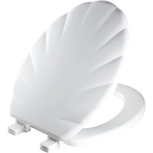 lot 5501 image: Mayfair Shell Elongated Enameled Wood Toilet Seat,White