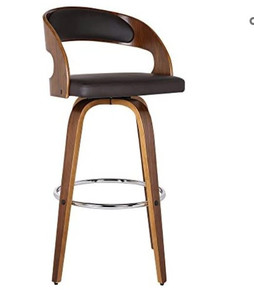 lot 5680 image: Armen Living Shelly 30in. Bar Height Barstool in Brown Faux Leather