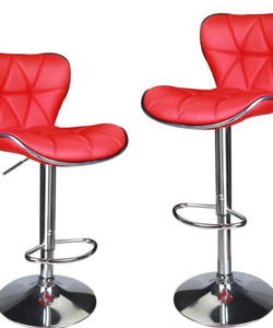 lot 5682 image: 2 -Pinehur Swivel Adjustable Height Bar Stools,Red