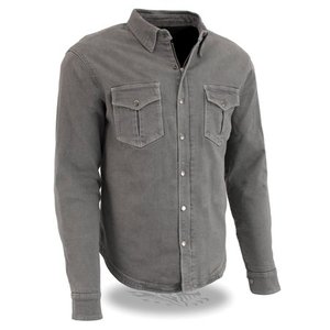 lot 1212 image: Mens Grey Armored Denim Biker Shirt w Aramid� by DuPont Fibers Size Large