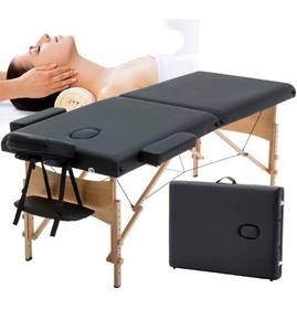 lot 20208 image: Portable Two-fold Massage Table with Wooden Feet