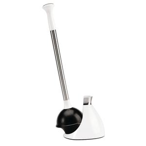 lot 20230 image: simplehuman Toilet Plunger and Caddy, Stainless Steel, White
